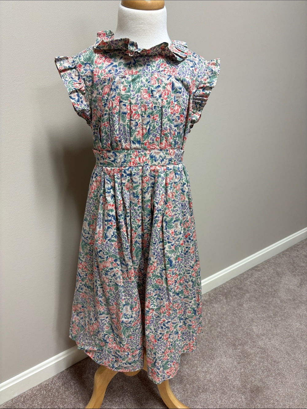 Joan Calabrese Floral Ruffled Collar Dress maxi sleeveless girls 12